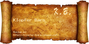 Klopfer Bars névjegykártya